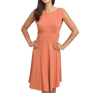 Sleeveless Coral Fit-and-Flare Dress